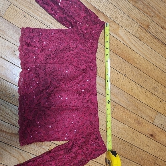 MY Michelle Red Lace Sequin Crop Top 13 - Picture 5 of 13